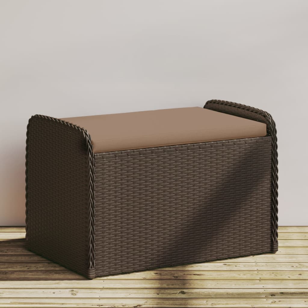 E-shop Multidom Úložná lavička s vankúšom hnedá 80x51x52 cm polyratan