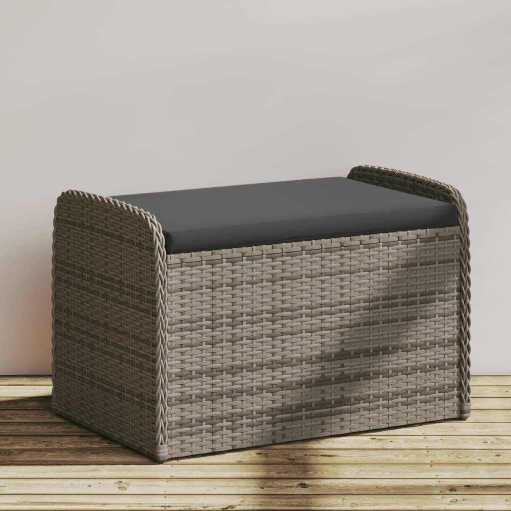 E-shop Multidom Úložná lavička s vankúšom sivá 80x51x52 cm polyratan