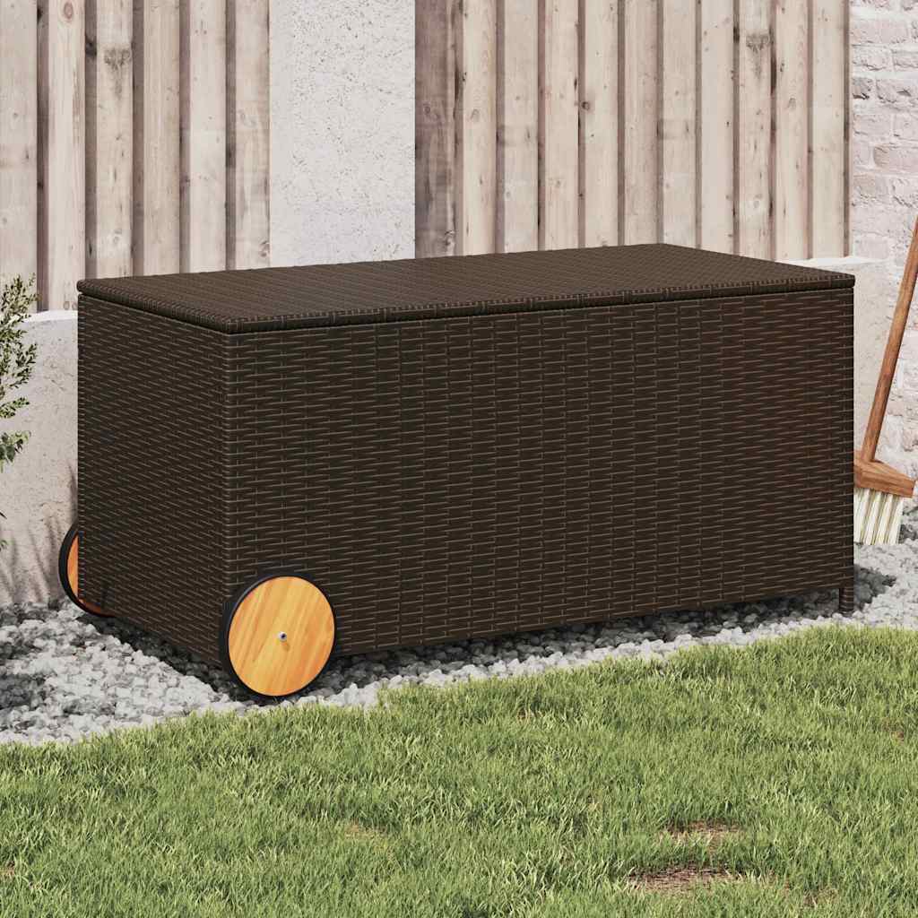 E-shop Multidom Záhradný úložný box s kolieskami hnedý 190 l polyratan