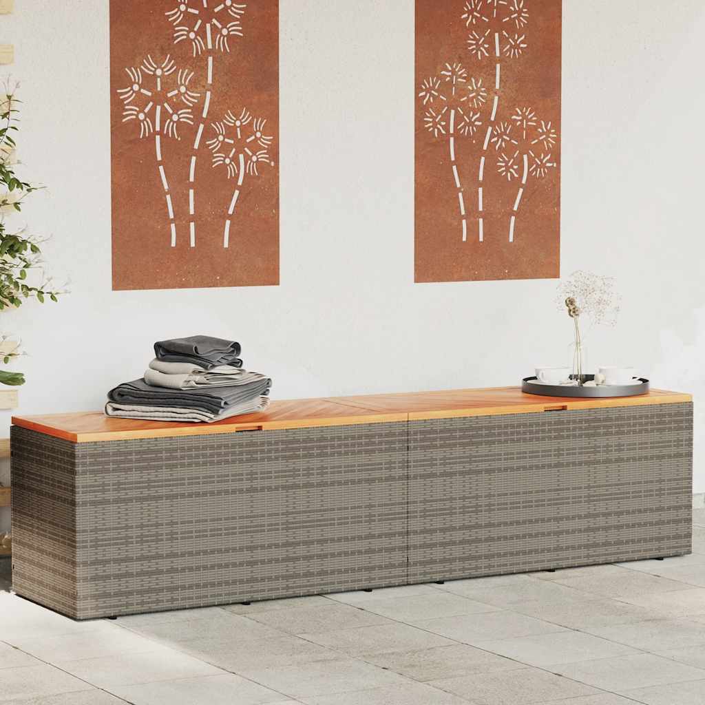 E-shop Multidom Záhradný úložný box sivý 220x50x54 cm polyratan akáciové drevo