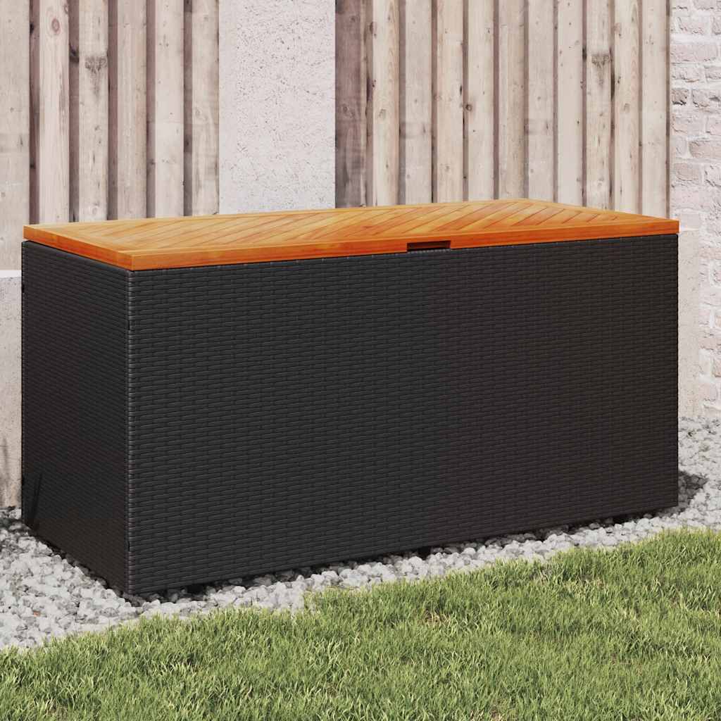 E-shop Multidom Záhrad. úložný box čierny 110x50x54 cm polyratan akáciové drevo