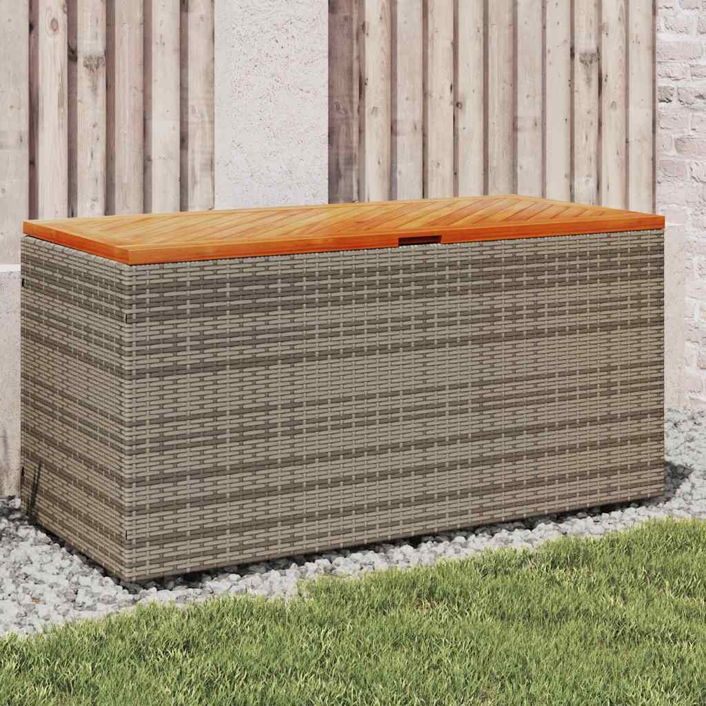 E-shop Multidom Záhradný úložný box sivý 110x50x54 cm polyratan akáciové drevo
