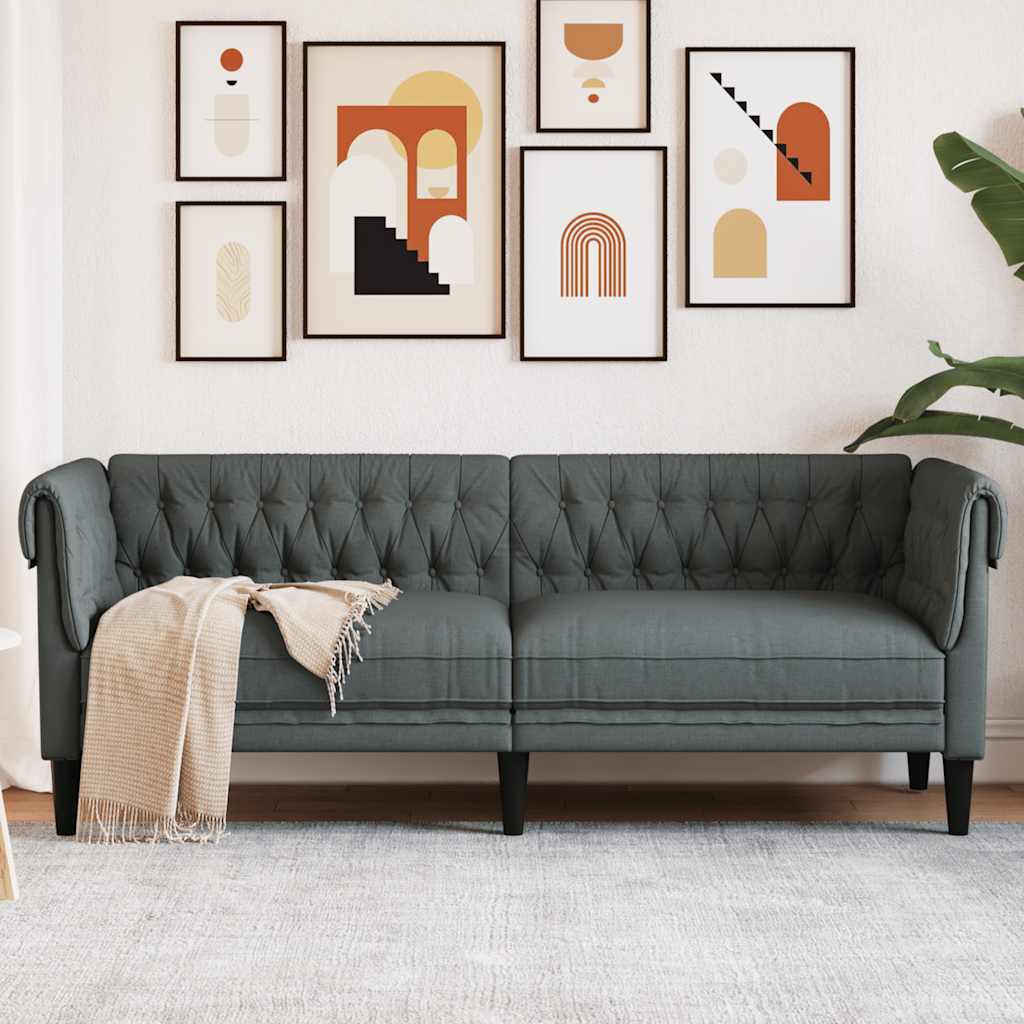 E-shop Multidom Pohovka Chesterfield 3-miestna tmavosivá látka