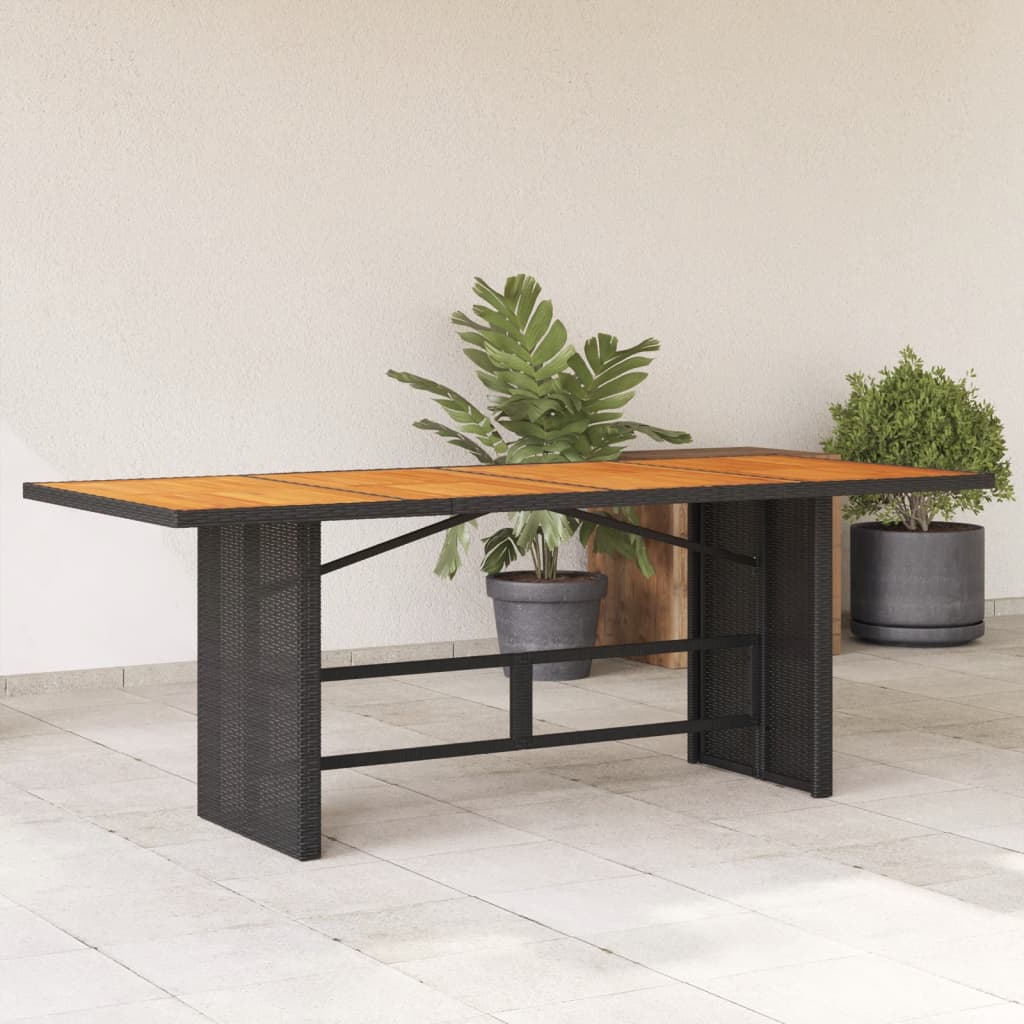 E-shop Multidom Záhradný stôl s akáciovou doskou čierny 190x80x74 cm polyratan