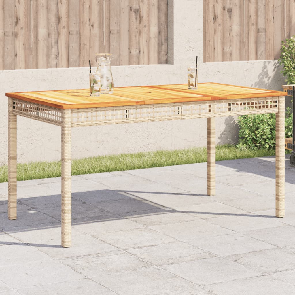 E-shop Multidom Záhradný stôl béžový 140x80x75 cm polyratan akáciové drevo