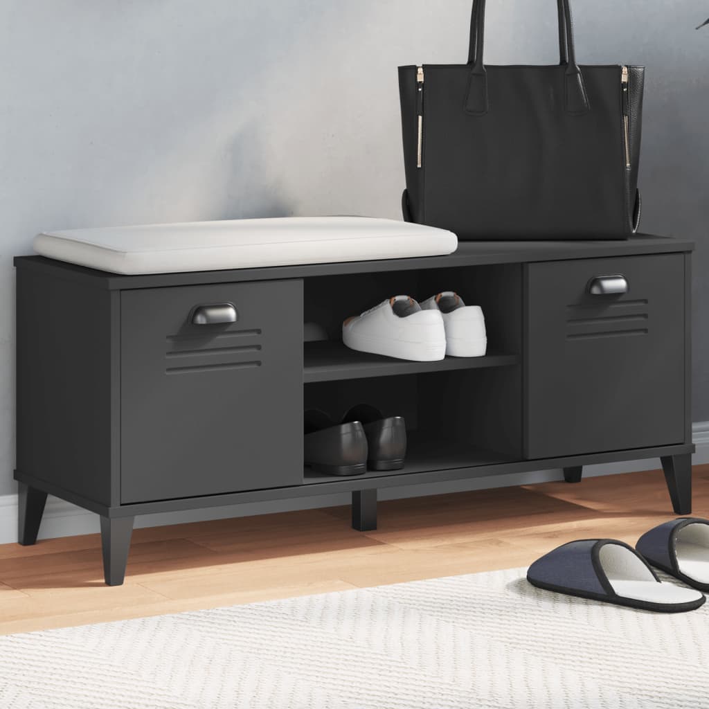 E-shop Multidom Lavica na topánky VIKEN, čierna 106x35x45 cm, kompozitné drevo