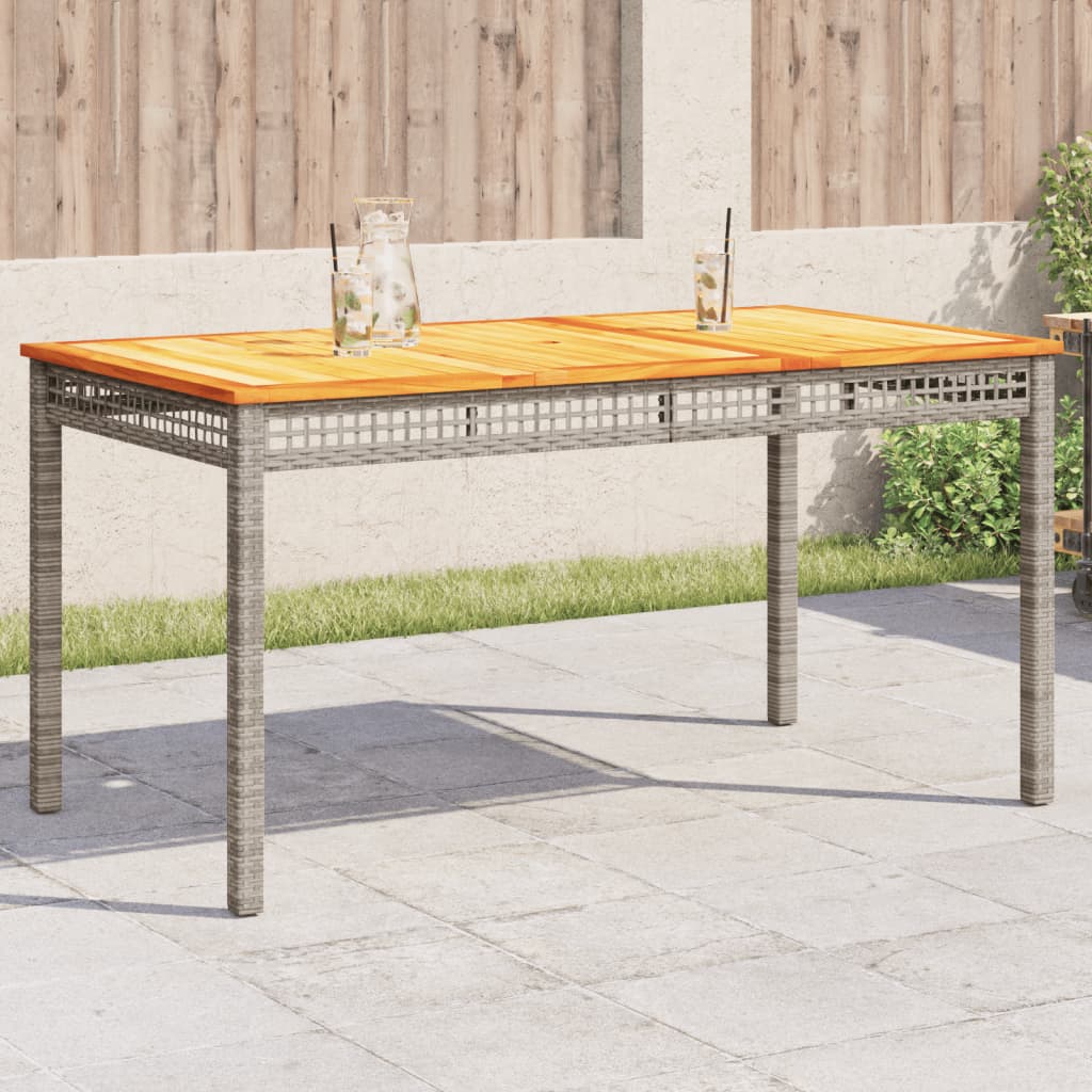 E-shop Multidom Záhradný stôl sivý 140x80x75 cm polyratan akáciové drevo