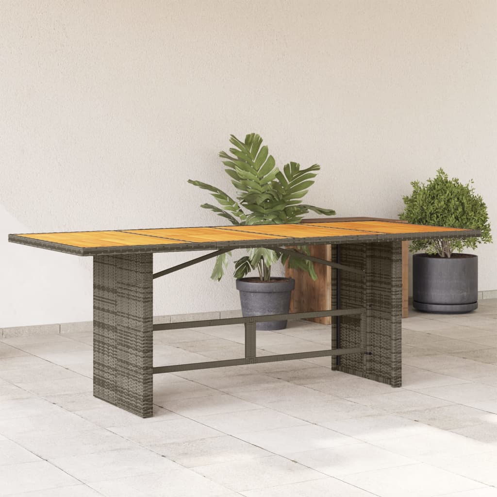 E-shop Multidom Záhradný stôl s akáciovou doskou sivý 190x80x74 cm polyratan
