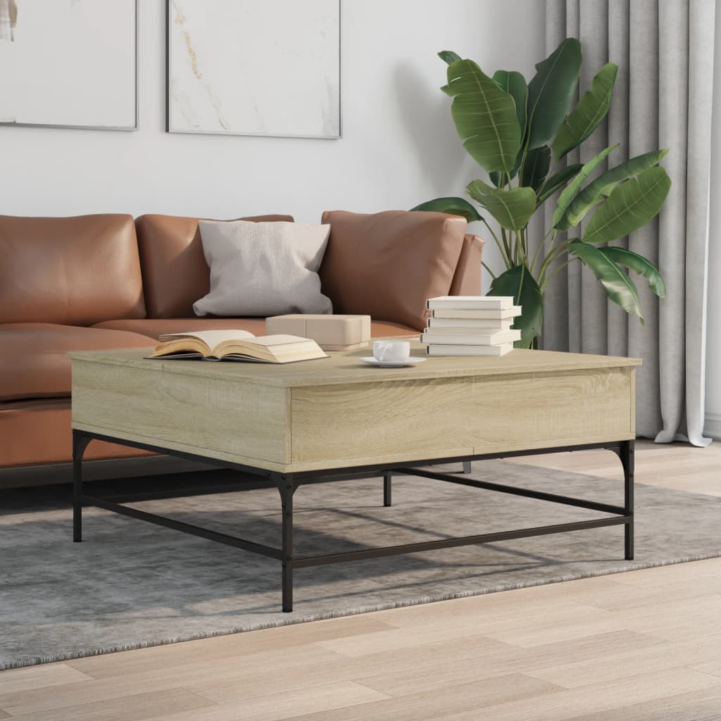 E-shop Multidom Konferenčný stolík, dub sonoma 95x95x45cm, kompozitné drevo+kov