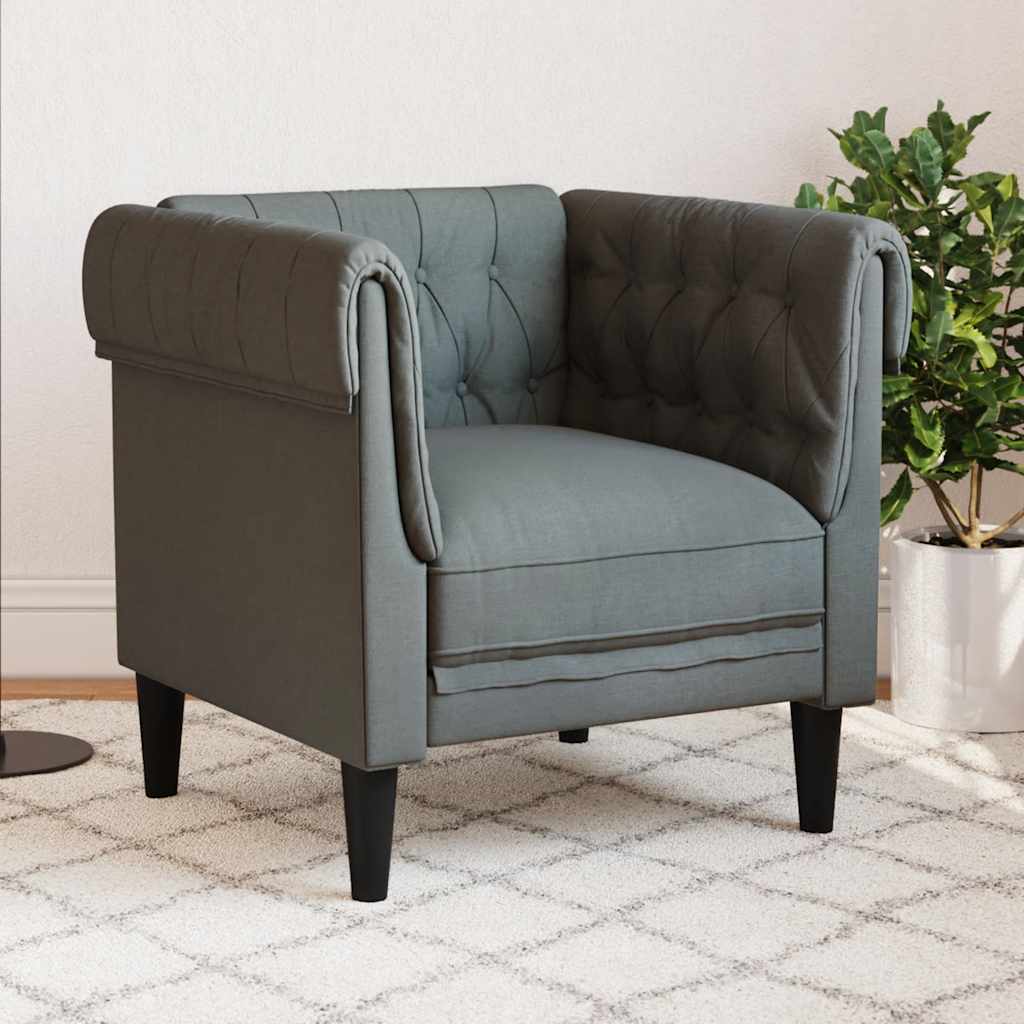 E-shop Multidom Kreslo chesterfield tmavosivá látka