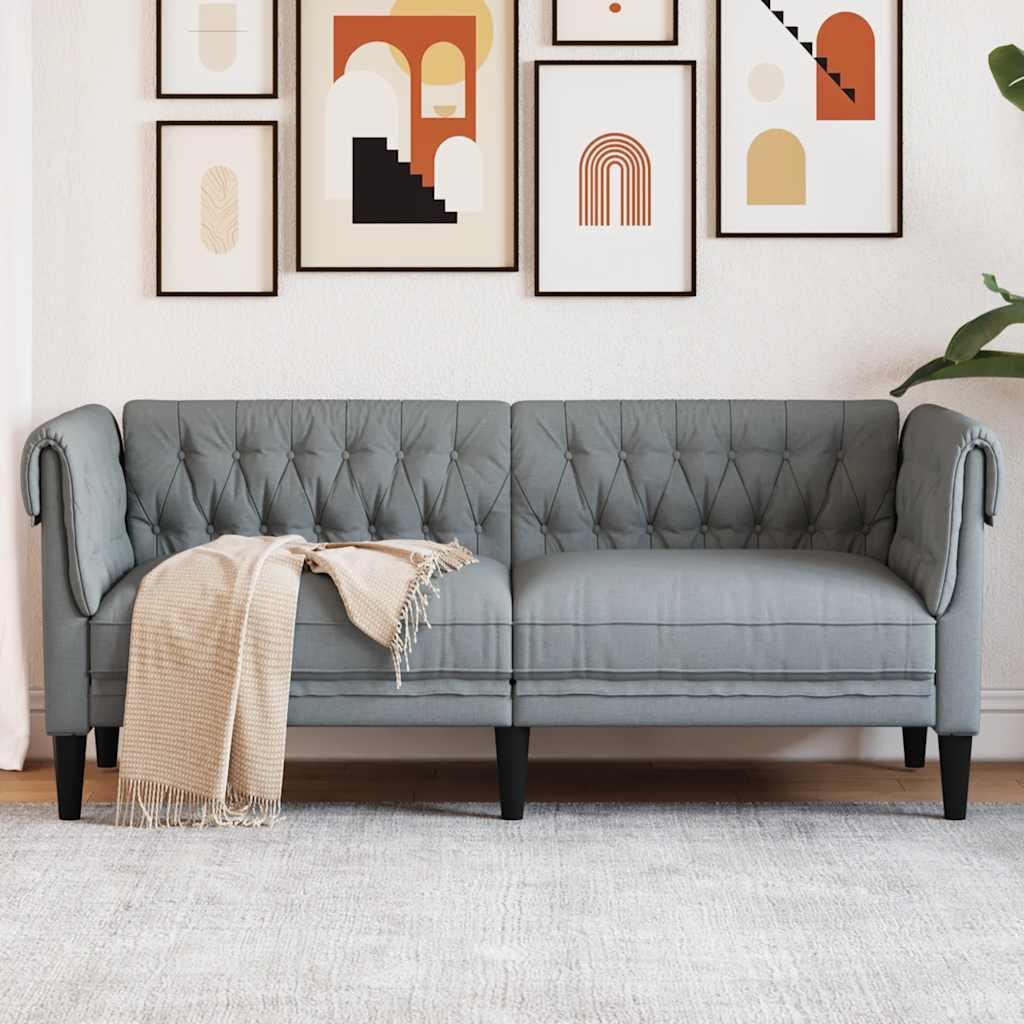 E-shop Multidom Pohovka Chesterfield 2-miestna bledosivá látka