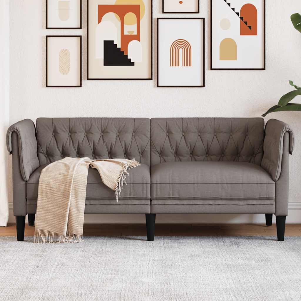 E-shop Multidom Pohovka Chesterfield 2-miestna sivohnedá látka