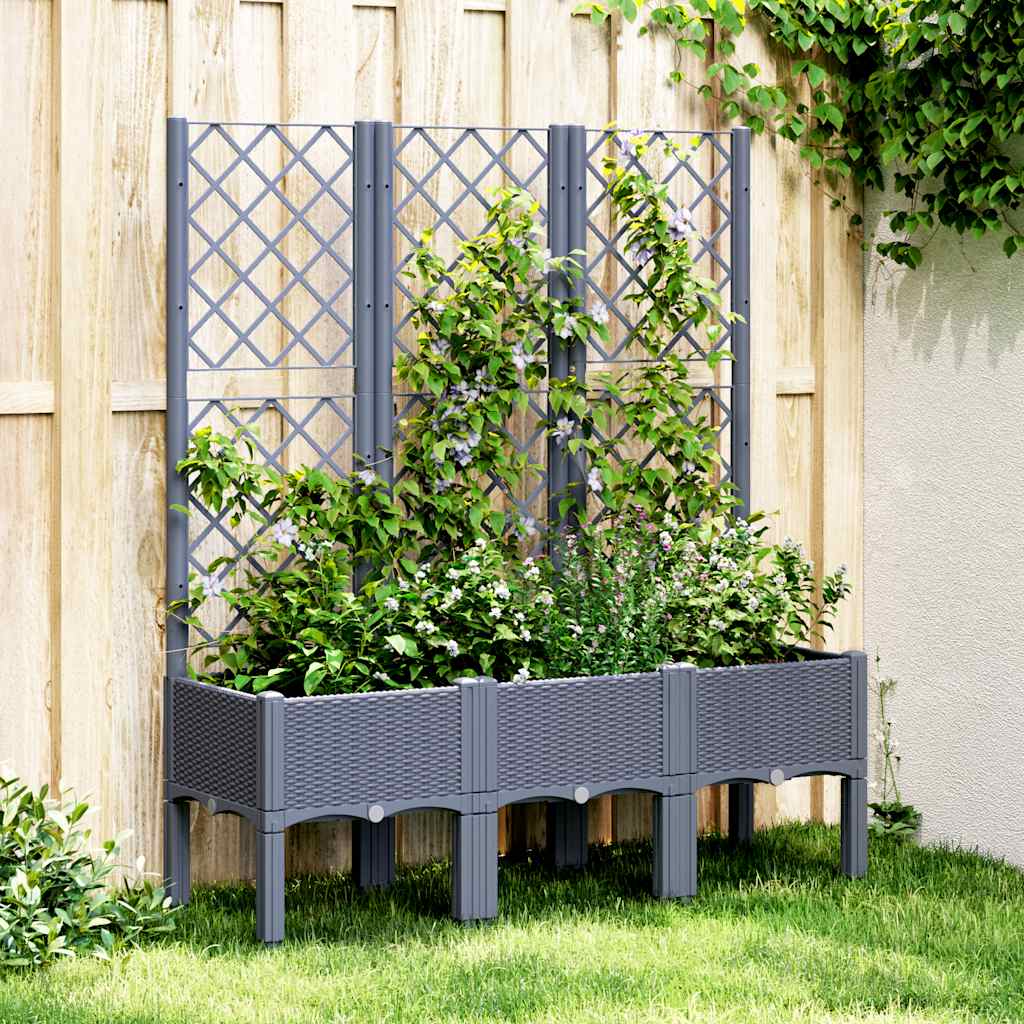 E-shop Multidom Záhradný kvetináč s mriežkou, modrosivý 120x40x142 cm, PP
