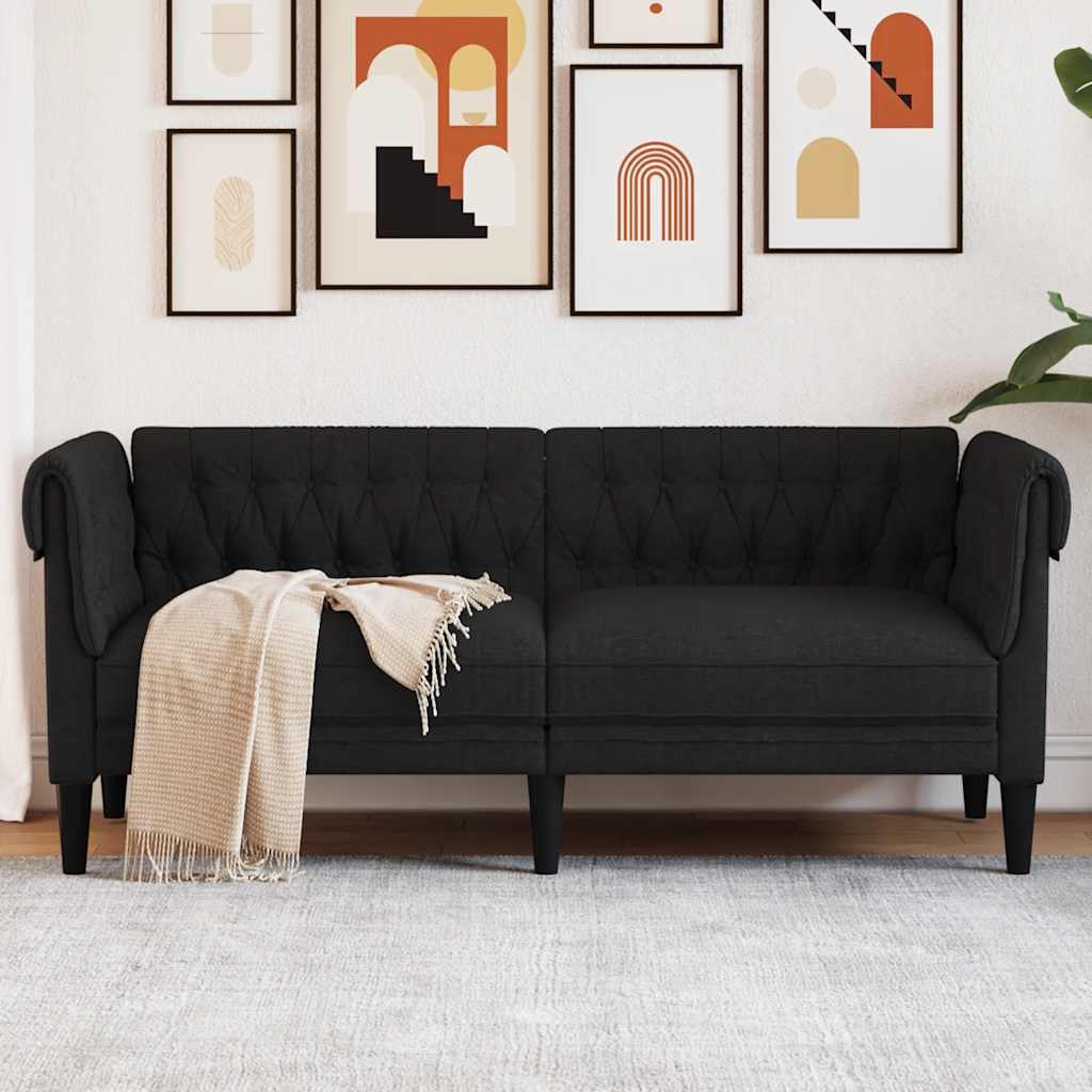 E-shop Multidom Pohovka Chesterfield 2-miestna čierna látka