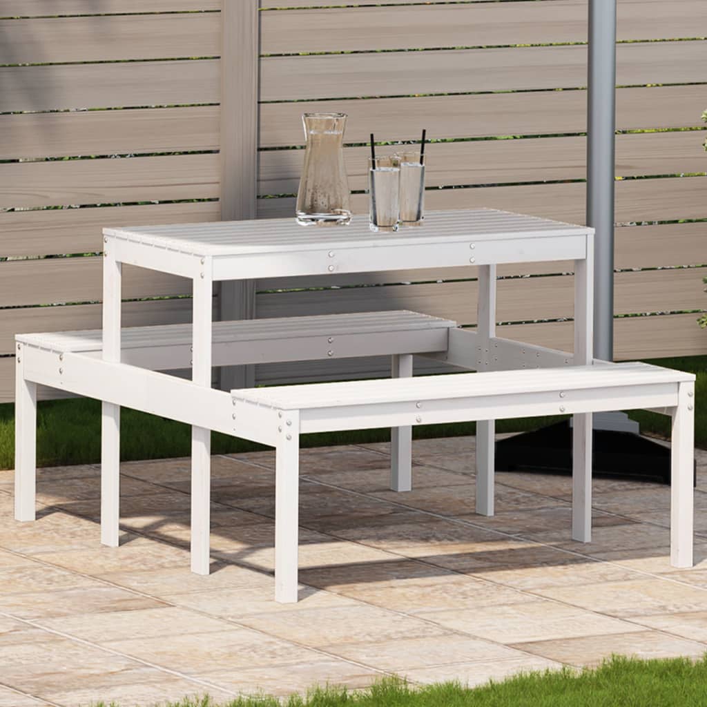 E-shop Multidom Piknikový stôl biely 110x134x75 cm borovicový masív