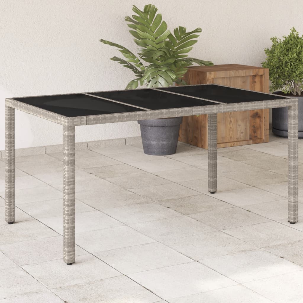 E-shop Multidom Záhr.stôl so sklenenou doskou svetlosivý 150x90x75 cm polyratan
