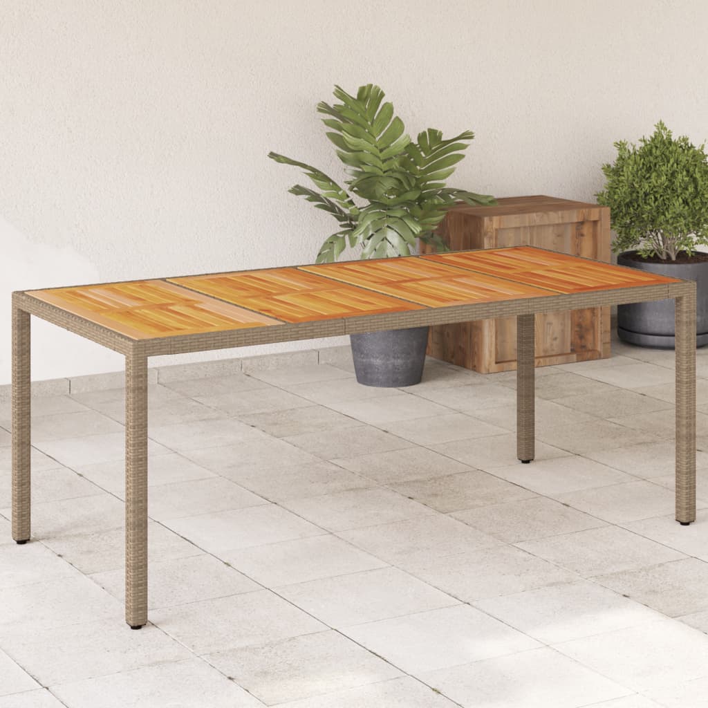 E-shop Multidom Záhradný stôl béžový 190x90x75 cm polyratan akáciové drevo