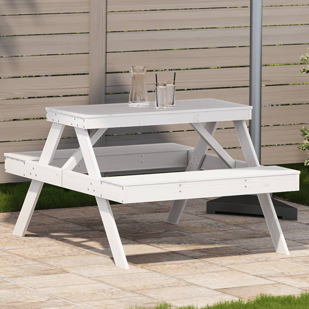 E-shop Multidom Piknikový stôl biely 105x134x75 cm borovicový masív