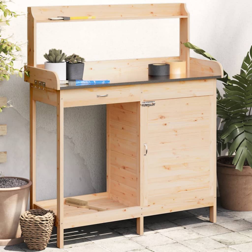 E-shop Multidom Stôl na presádzanie so skrinkou 110,5x45x124,5 cm jedľový masív