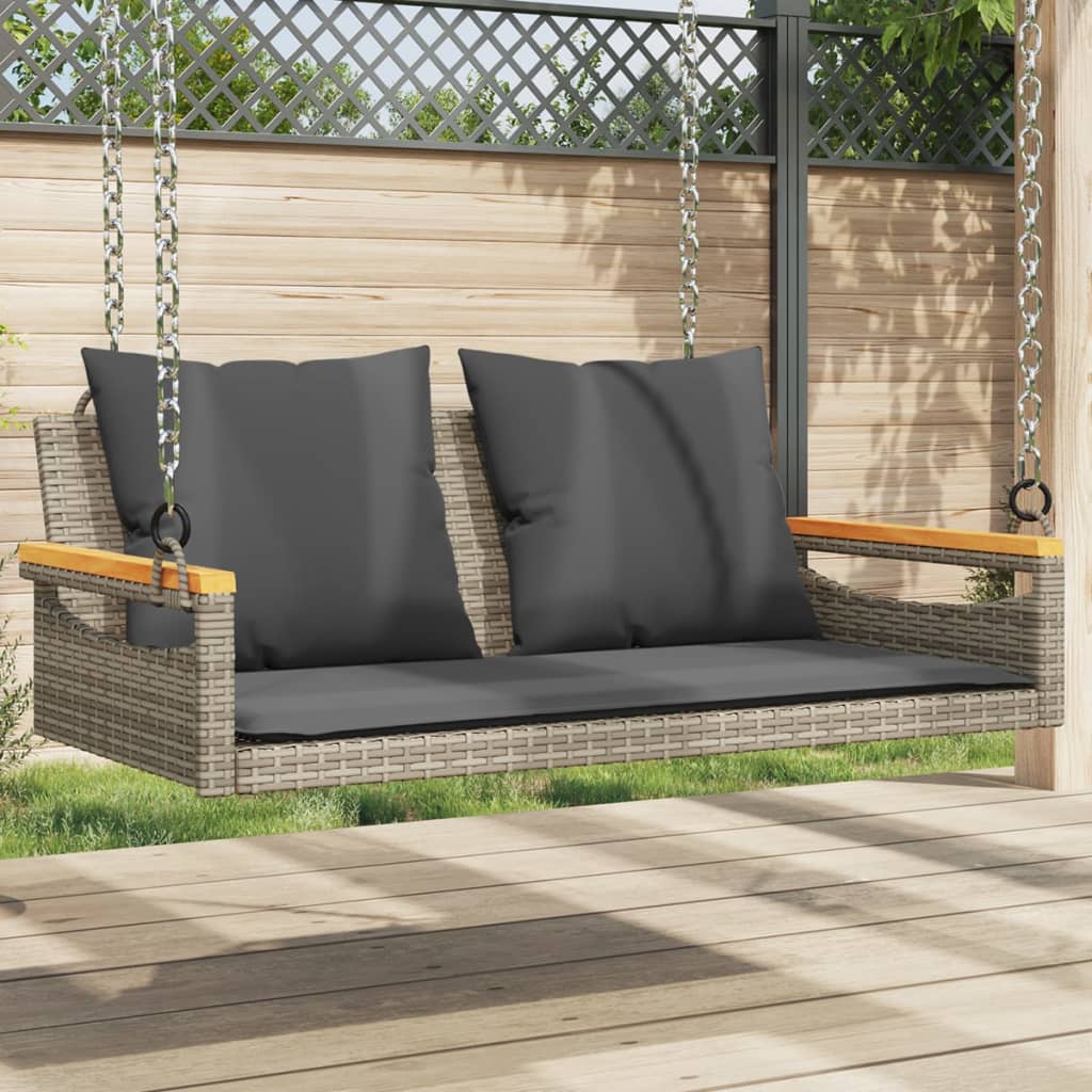 E-shop Multidom Hojdacia lavica s vankúšmi sivá 109x62x40 cm polyratan