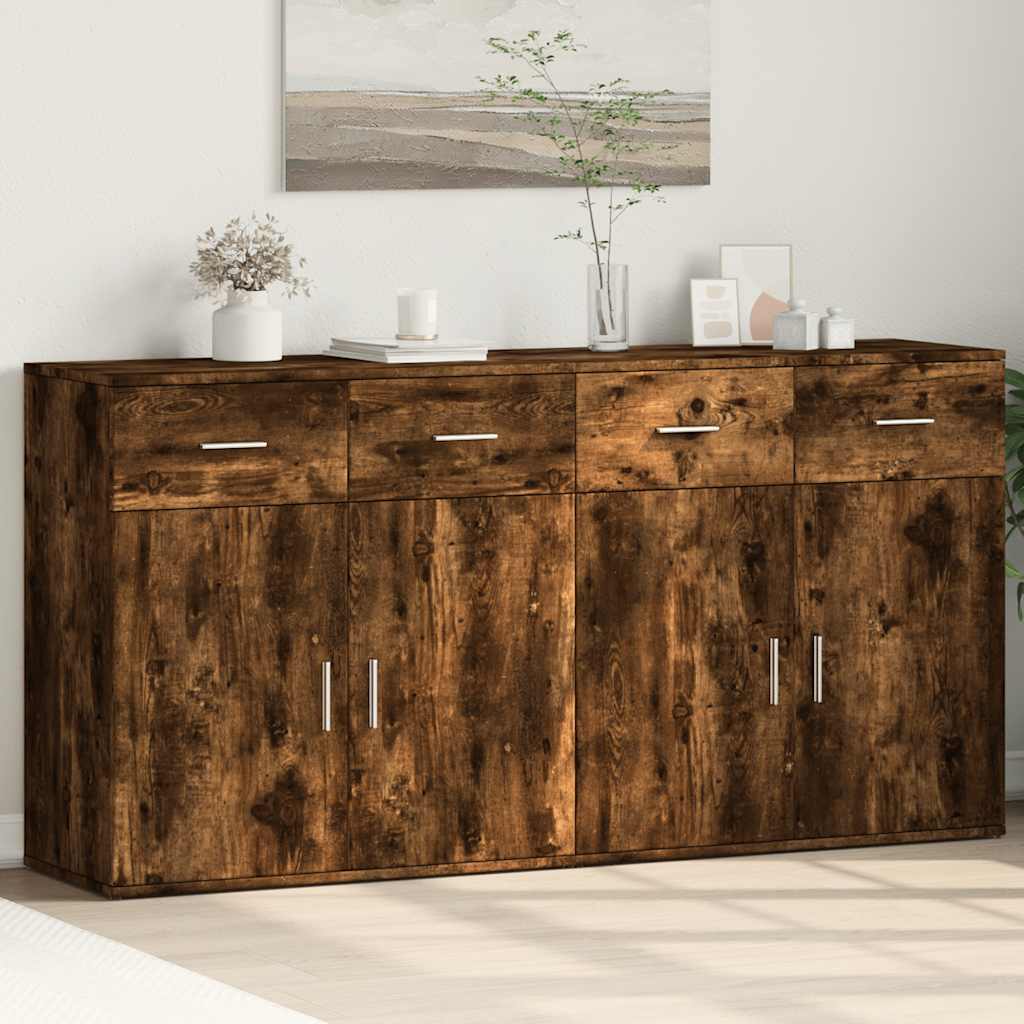 E-shop Multidom Komody 2 ks dymový dub 79x38x80 cm kompozitné drevo