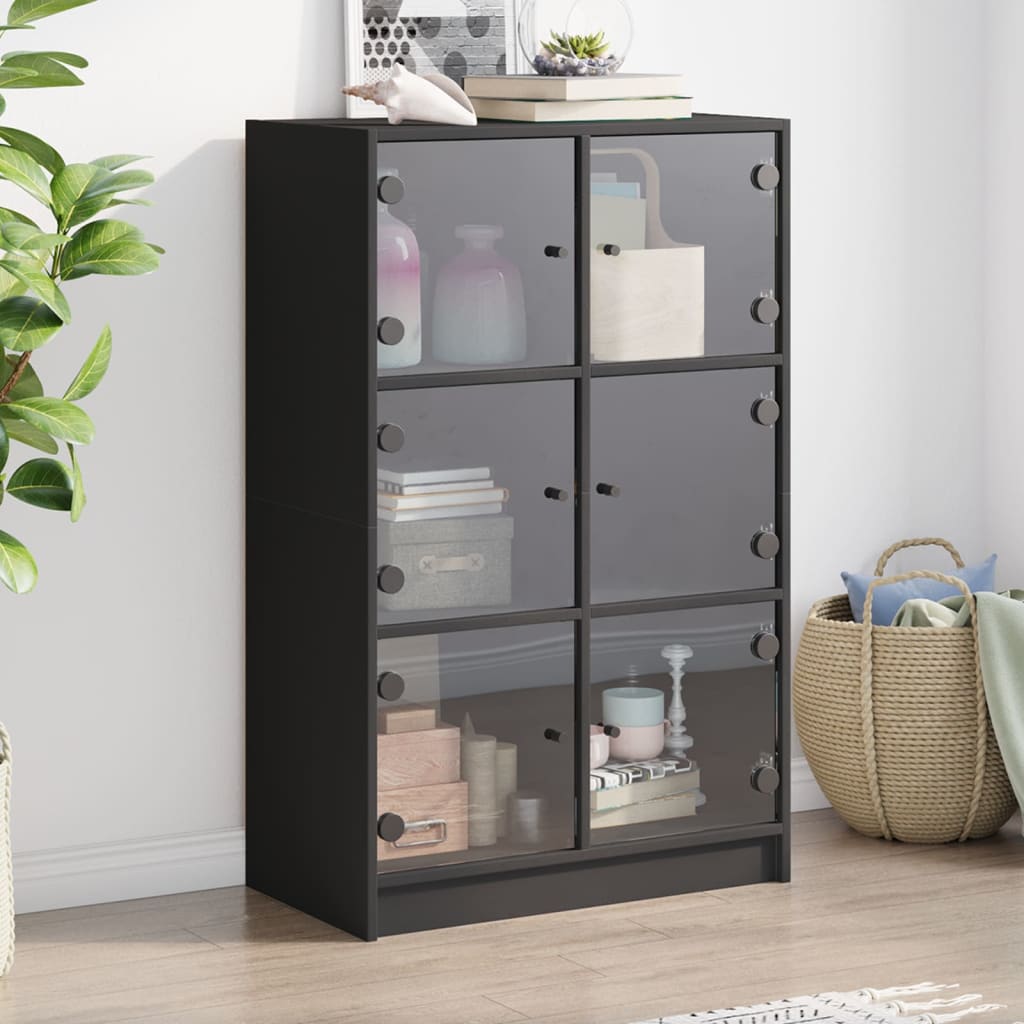 E-shop Multidom Vysoká skrinka s dvierkami čierna 68x37x109 cm kompozitné drevo