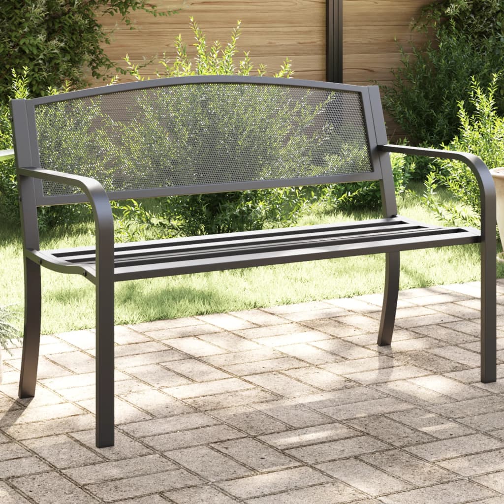 Multidom Záhradná lavica 119 cm čierna oceľ