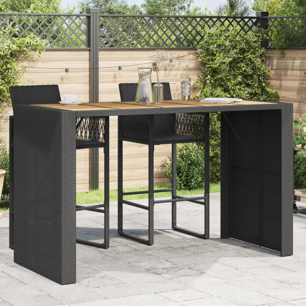 E-shop Multidom Záhradný barový stôl, akáciová doska, čierny 185x80x110 cm