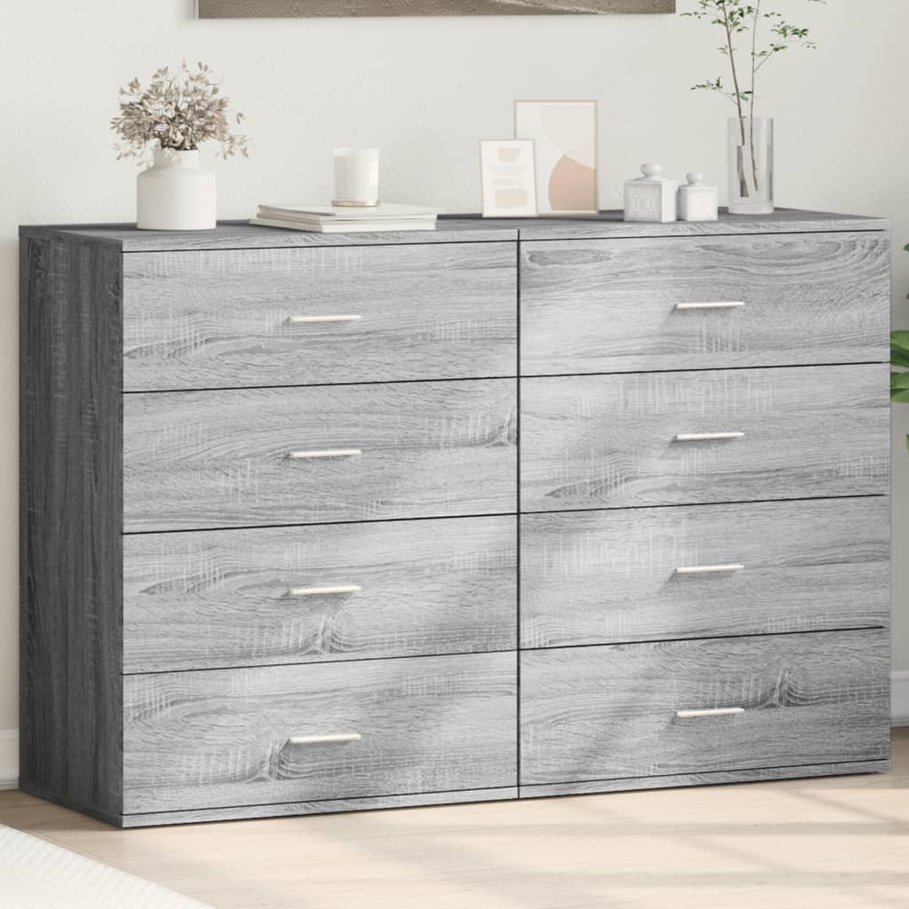E-shop Multidom Komody 2 ks sivý dub sonoma 60x39x80 cm kompozitné drevo