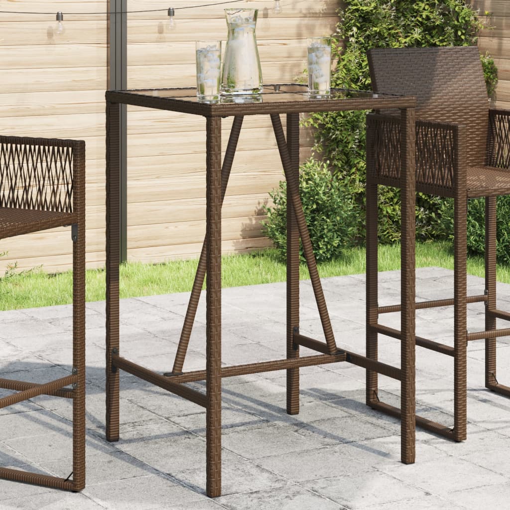 E-shop Multidom Vonkajší barový stôl hnedý 70x70x110 cm polyratan