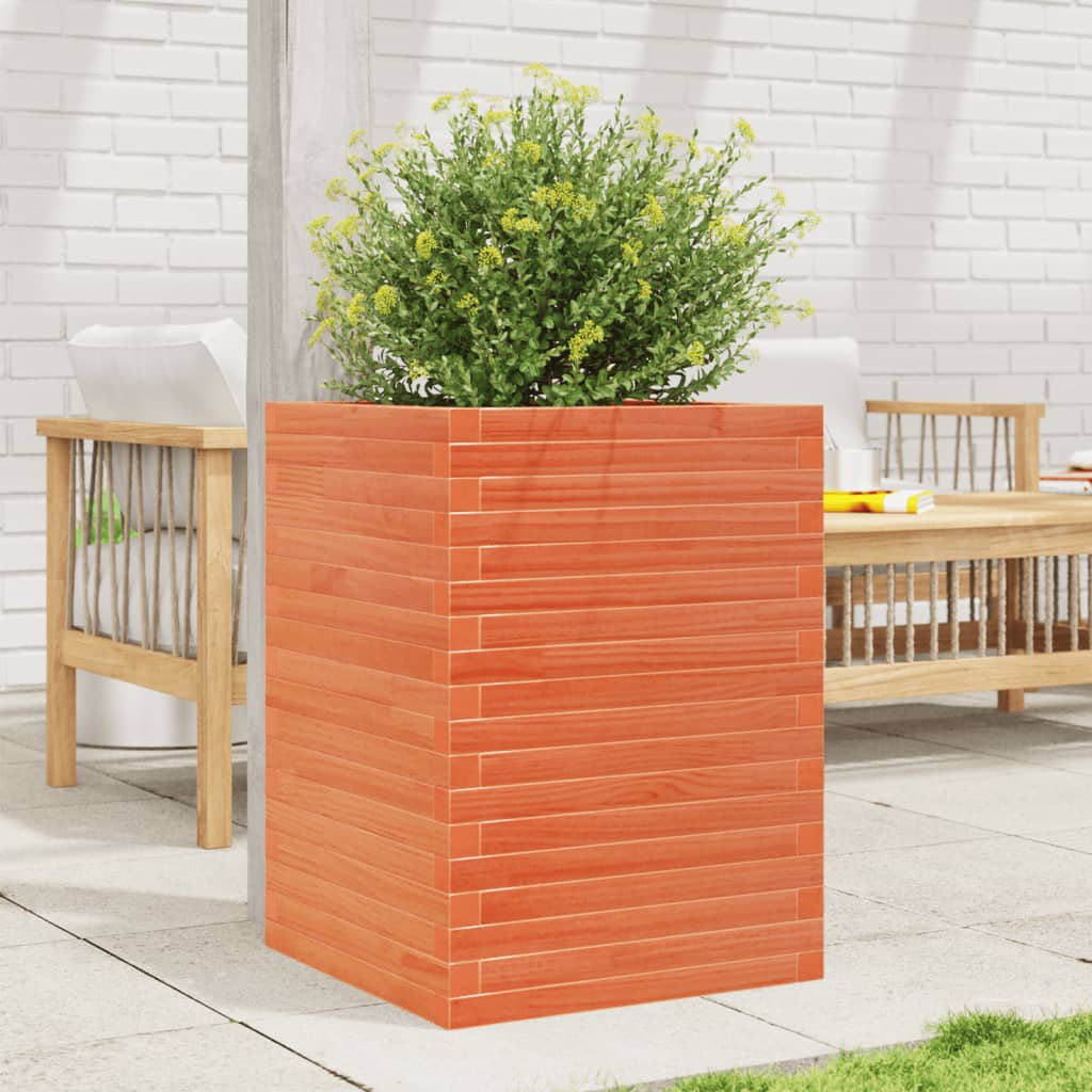 E-shop Multidom Záhradný kvetináč voskovohnedý 50x50x68,5 cm masívna borovica