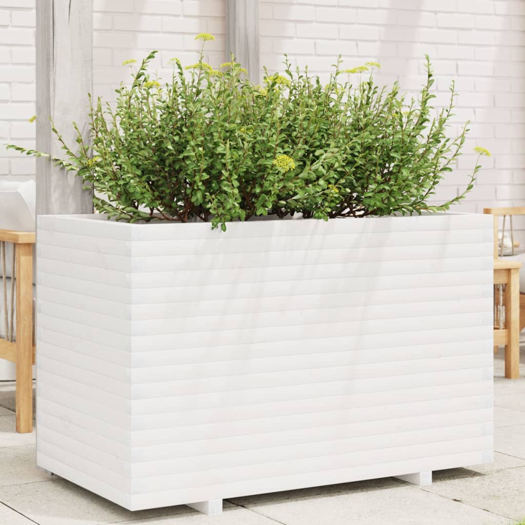 E-shop Multidom Záhradný kvetináč biely 110x60x72 cm borovicový masív