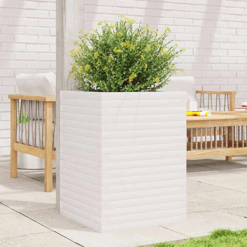 E-shop Multidom Záhradný kvetináč biely 50x50x68,5 cm masívna borovica