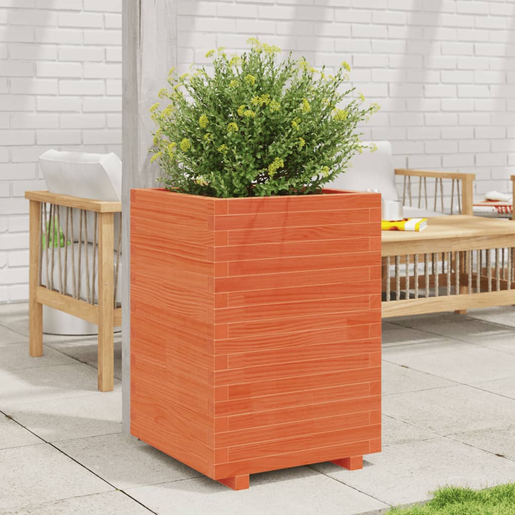 E-shop Multidom Záhradný kvetináč voskovohnedý 50x50x72,5 cm masívna borovica