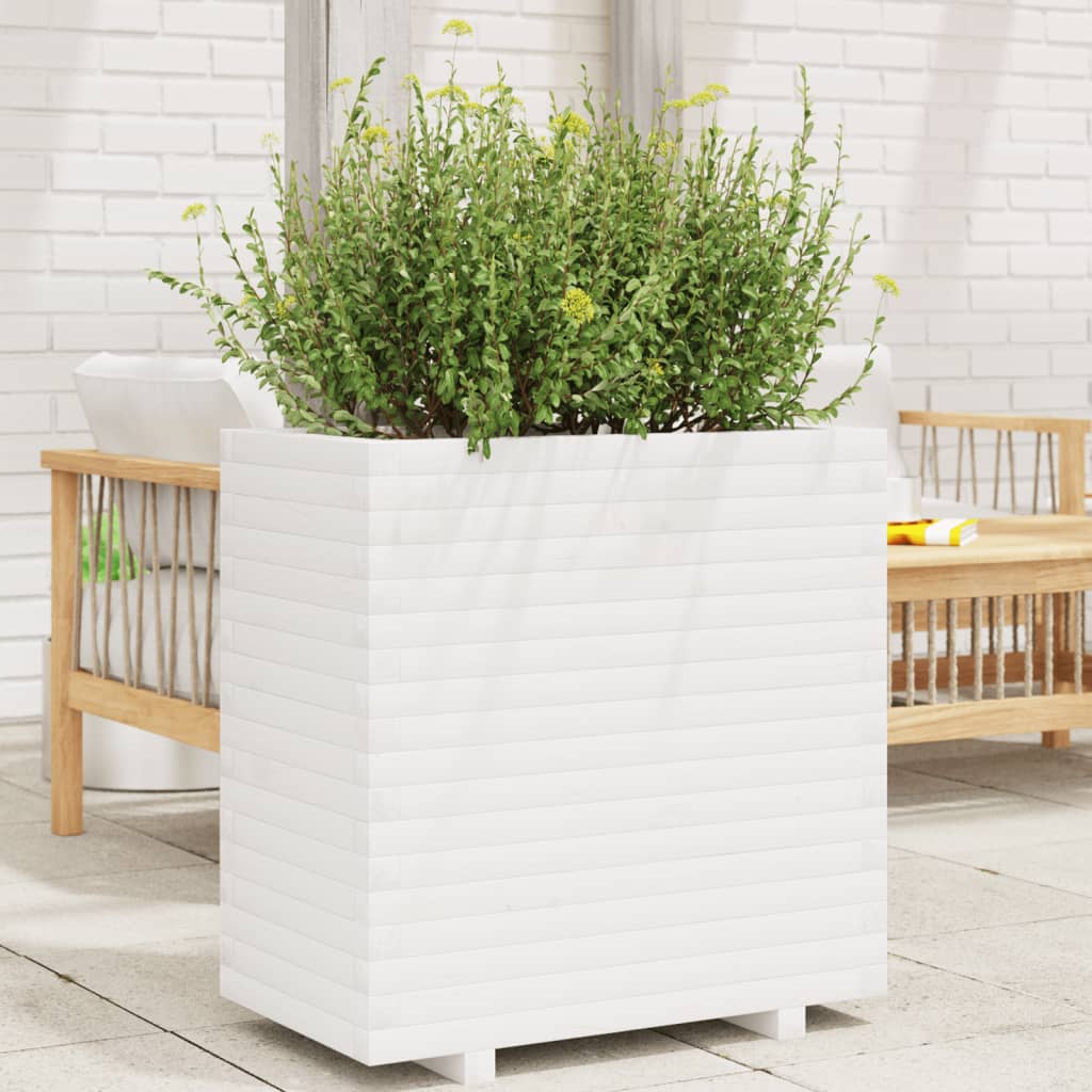 E-shop Multidom Záhradný kvetináč biely 70x40x72 cm borovicový masív