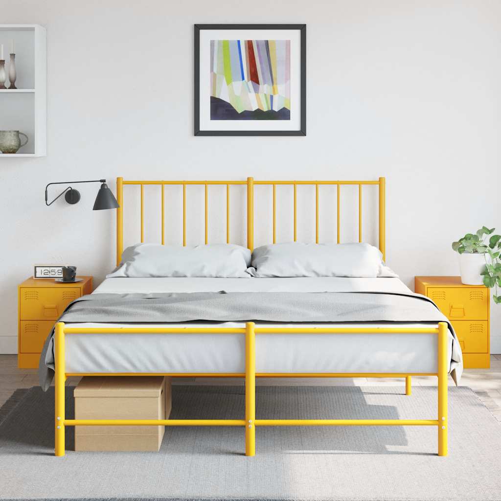 E-shop Multidom Nočné stolíky 2 ks žlté 34,5x39x44 cm oceľ