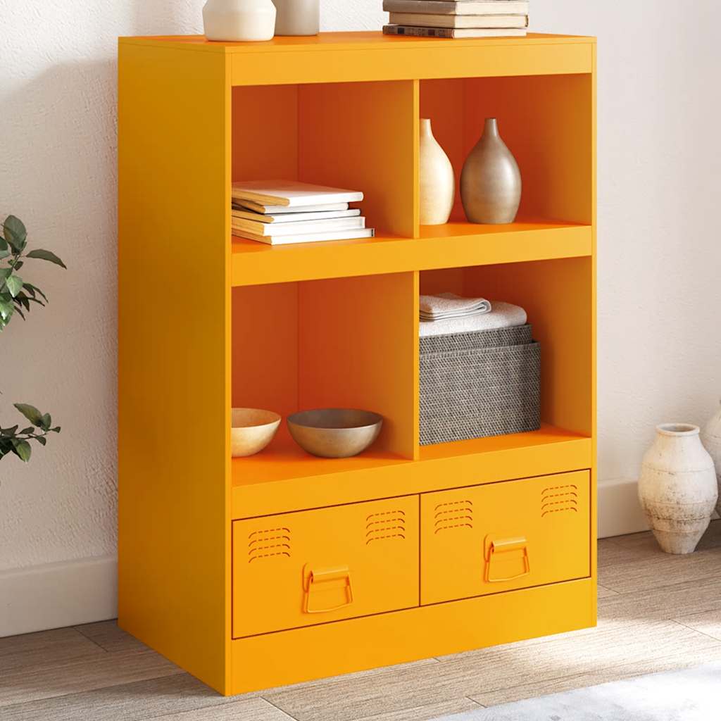 E-shop Multidom Vysoká skrinka horčicovo-žltá 67x39x95 cm oceľ