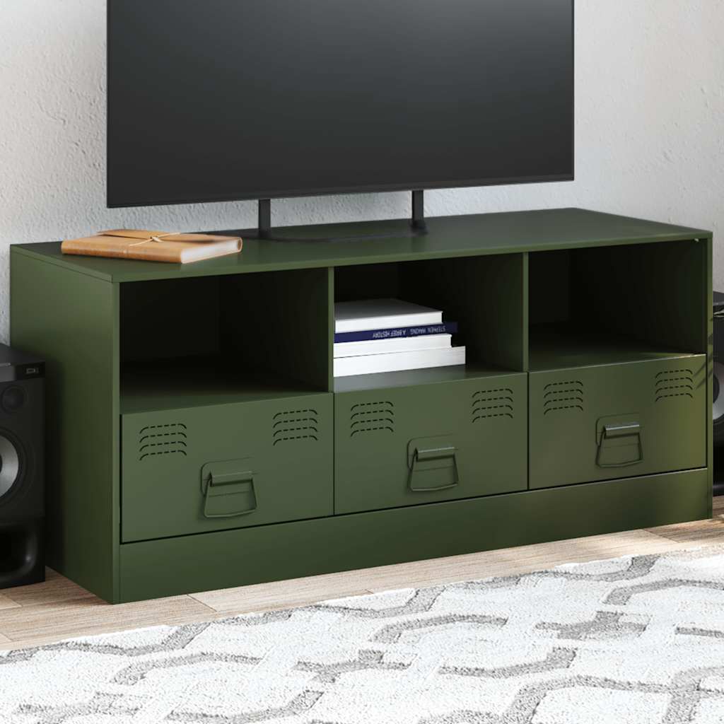 E-shop Multidom TV skrinka olivovo-zelená 99x39x44 cm oceľ
