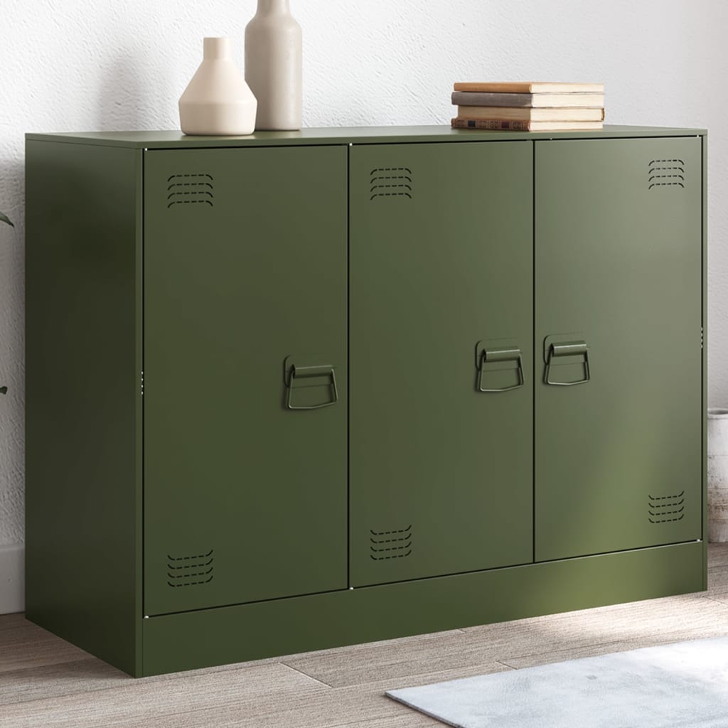E-shop Multidom Komoda olivovozelená 99x39x73 cm oceľ
