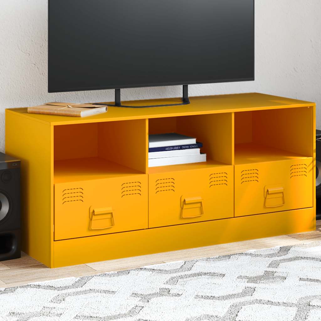 E-shop Multidom TV skrinka horčicovo-žltá 99x39x44 cm oceľ