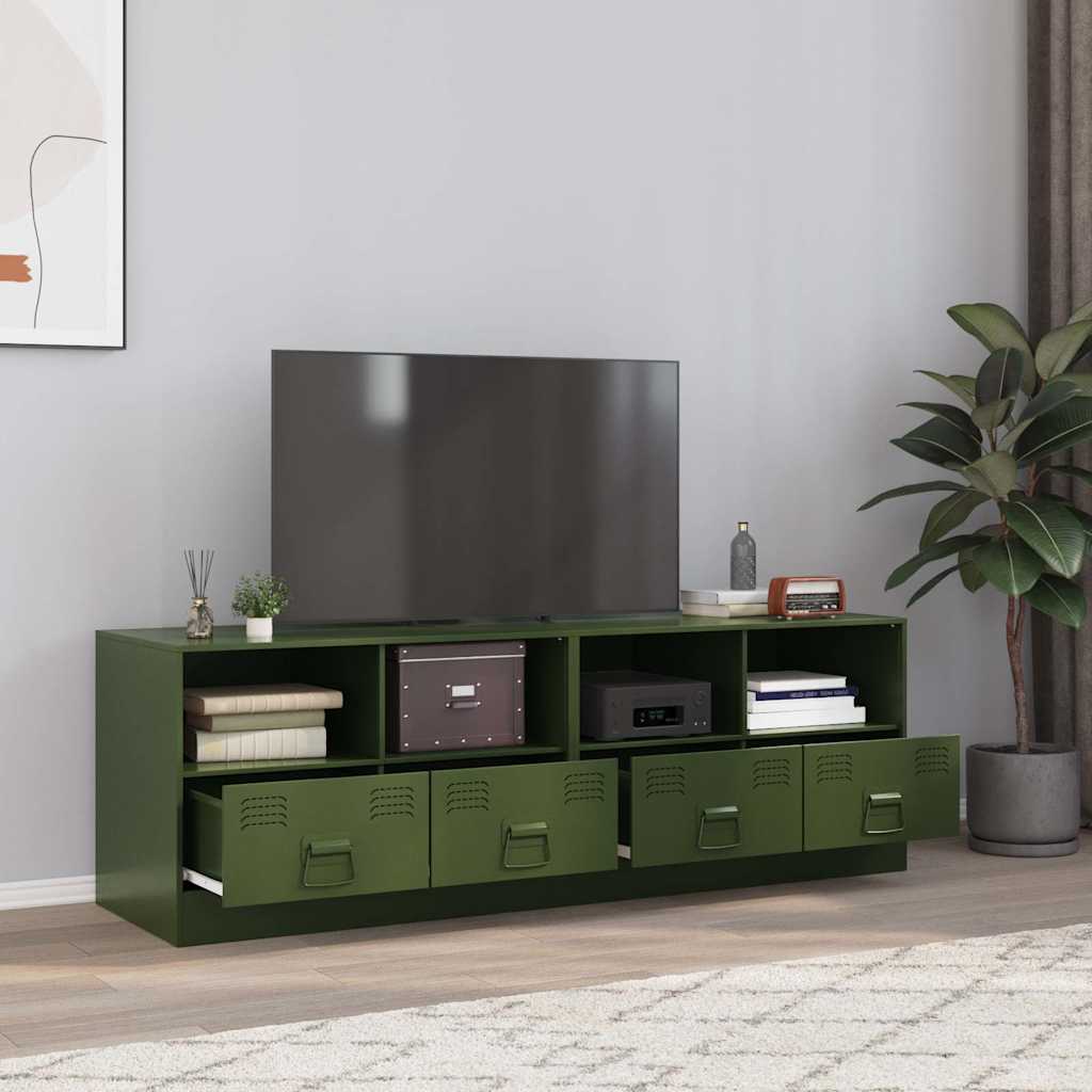 E-shop Multidom TV skrinky 2 ks olivovo-zelené 67x39x44 cm oceľ