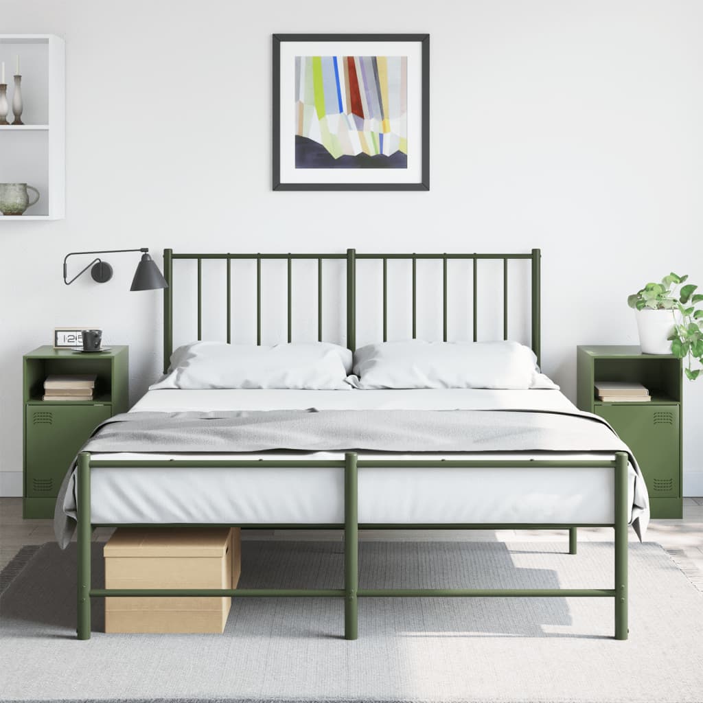 E-shop Multidom Nočné stolíky 2 ks olivovozelené 34,5x39x62 cm oceľ