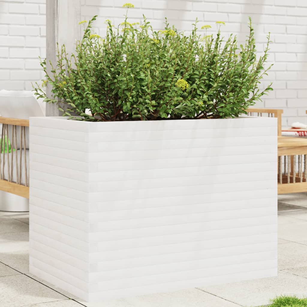 E-shop Multidom Záhradný kvetináč biely 90x60x68,5 cm masívna borovica