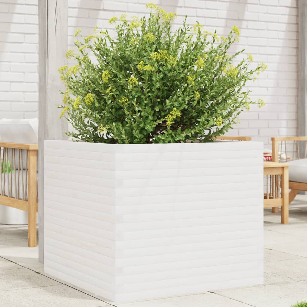 E-shop Multidom Záhradný kvetináč biely 80x80x68,5 cm masívna borovica