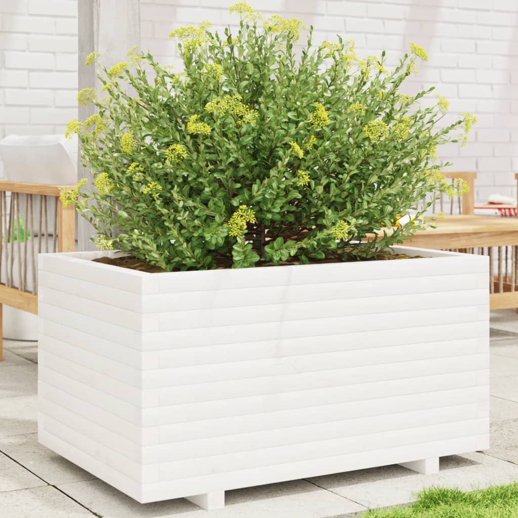 E-shop Multidom Záhradný kvetináč biely 90x60x49,5 cm masívna borovica