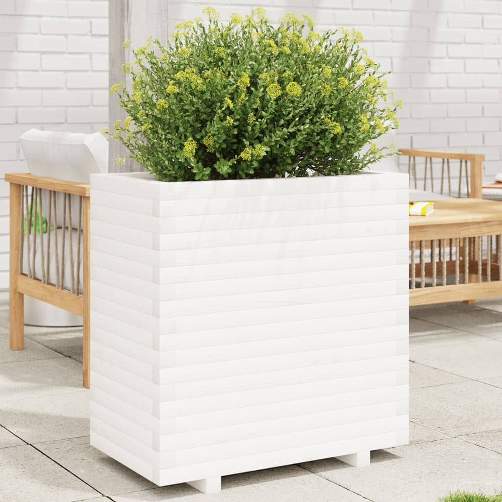 E-shop Multidom Záhradný kvetináč biely 70x40x72,5 cm borovicový masív