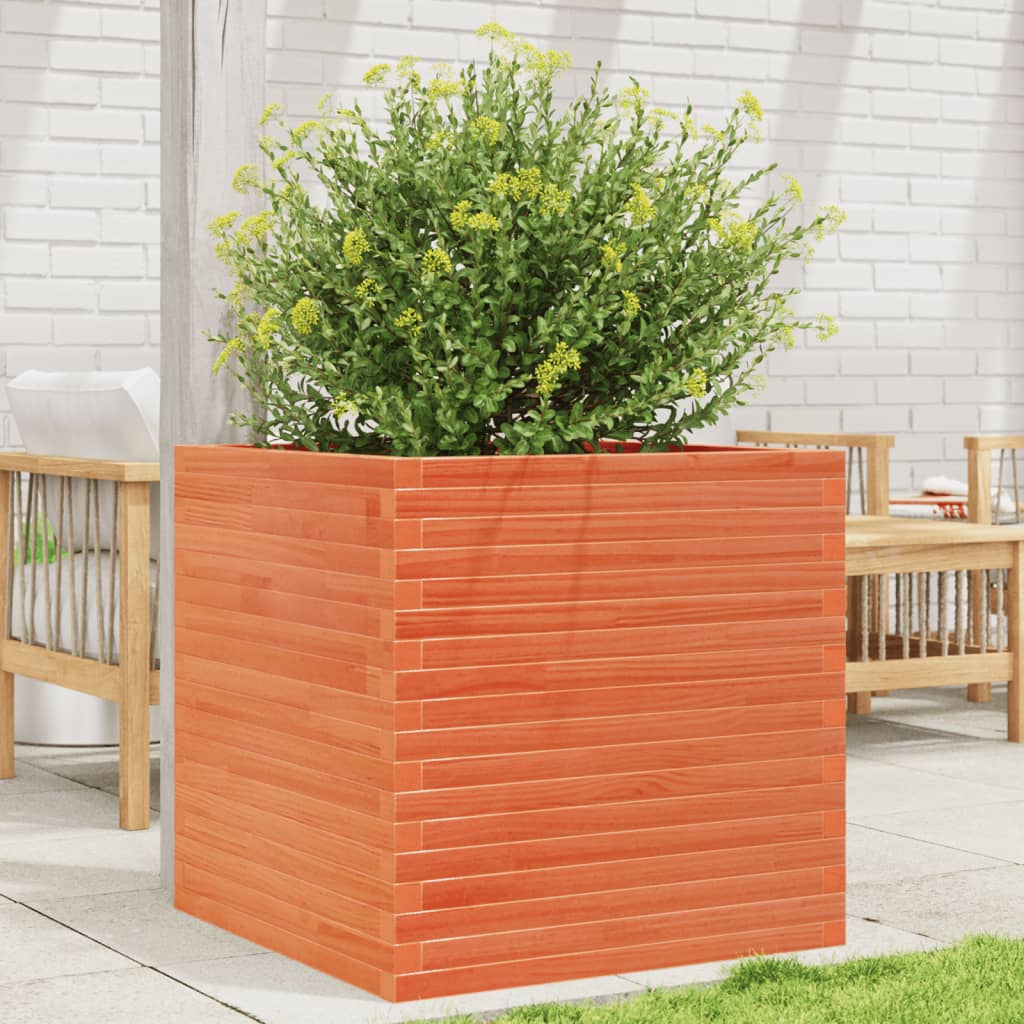 E-shop Multidom Záhradný kvetináč voskovohnedý 70x70x68,5 cm masívna borovica