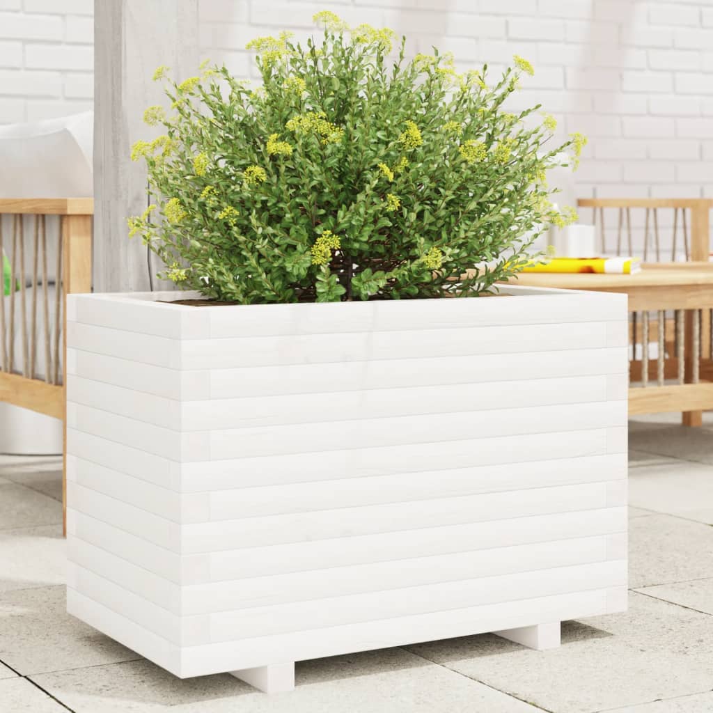 E-shop Multidom Záhradný kvetináč biely 70x40x49,5 cm borovicový masív