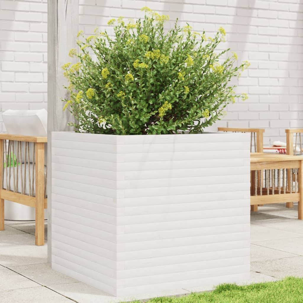 E-shop Multidom Záhradný kvetináč biely 70x70x68,5 cm masívna borovica