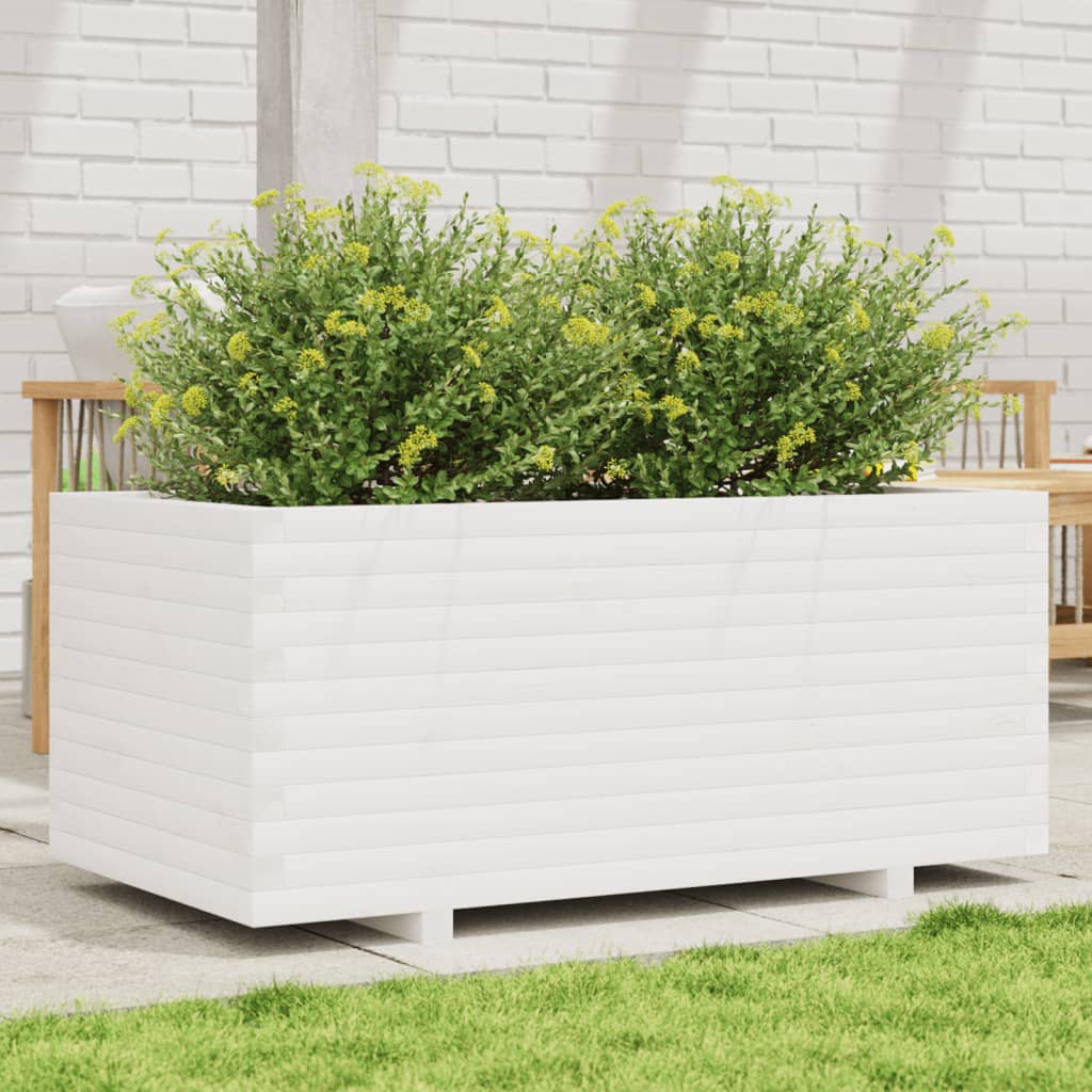 E-shop Multidom Záhradný kvetináč biely 110x60x49,5 cm borovicový masív
